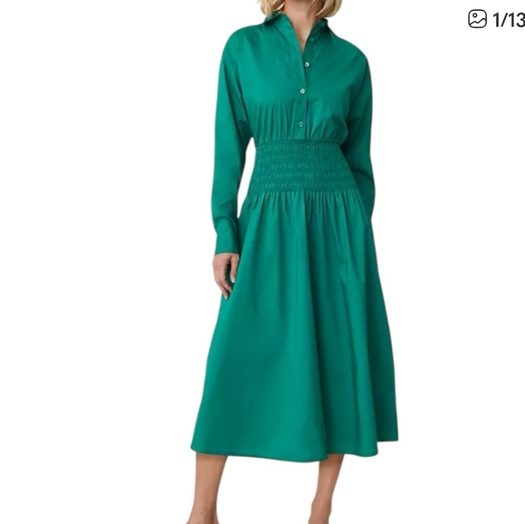 Ann Taylor Dresses & Skirts - Ann Taylor NWOT Green Flare Midi Shirtdress